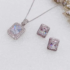 Ivory & Co Silver Prom Jewellery | Prom Jewellery Sets*Ivory and Co Art Deco Rectangular Crystal Jewellery Set
