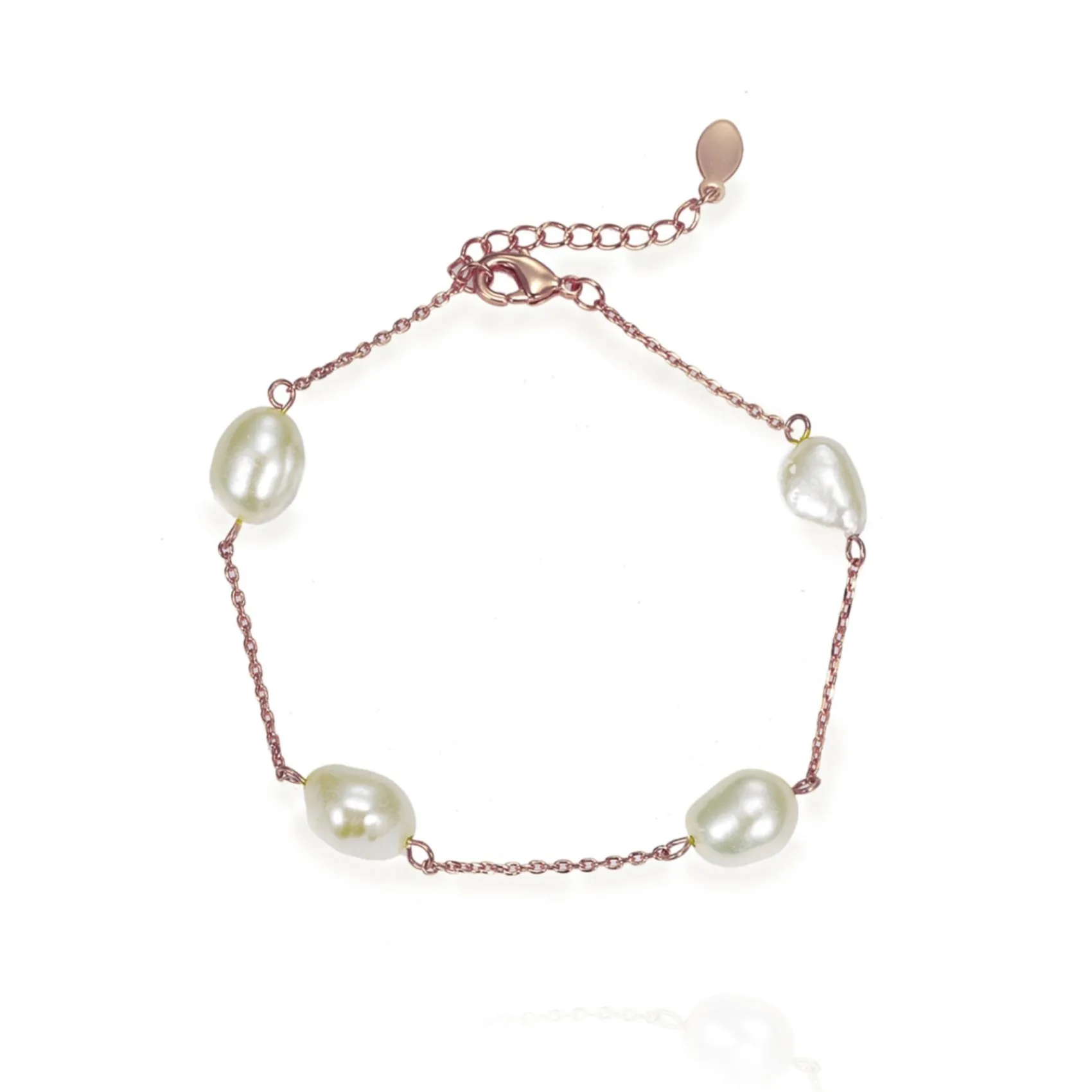 Ivory & Co Mother Of The Groom Gifts | Mother Of The Bride Gifts*Ivory and Co Bermuda Rose Gold Baroque Pearl Dainty Chain Bracelet