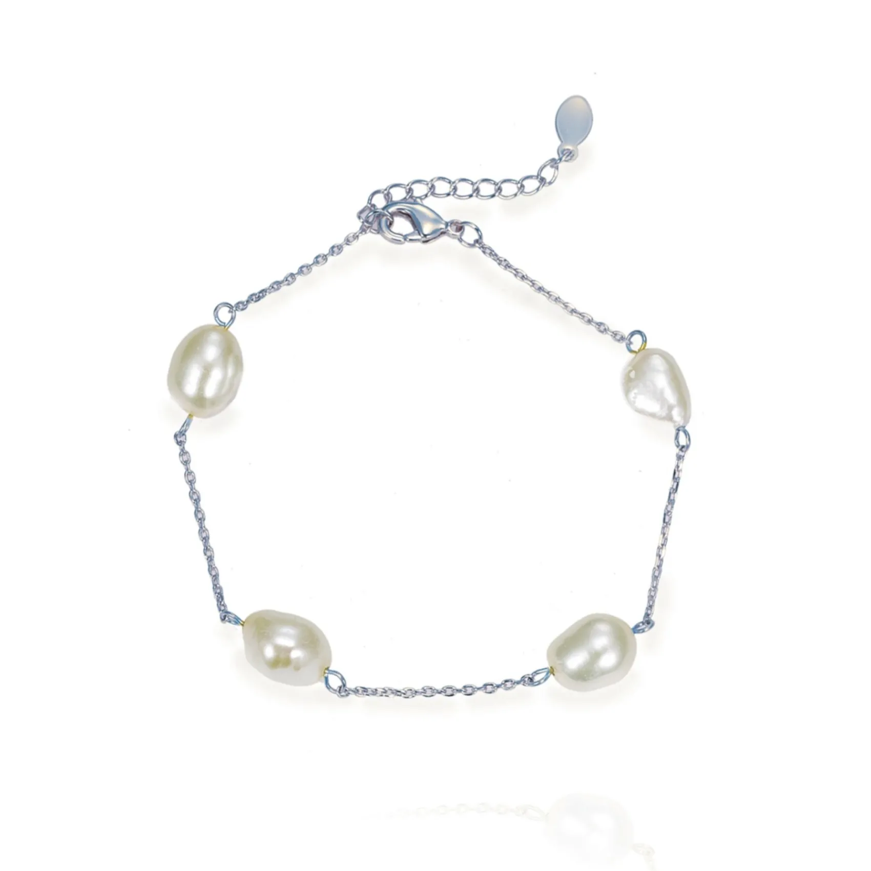Ivory & Co Mother Of The Groom Gifts | Mother Of The Bride Gifts*Ivory and Co Bermuda Silver Baroque Pearl Dainty Chain Bracelet