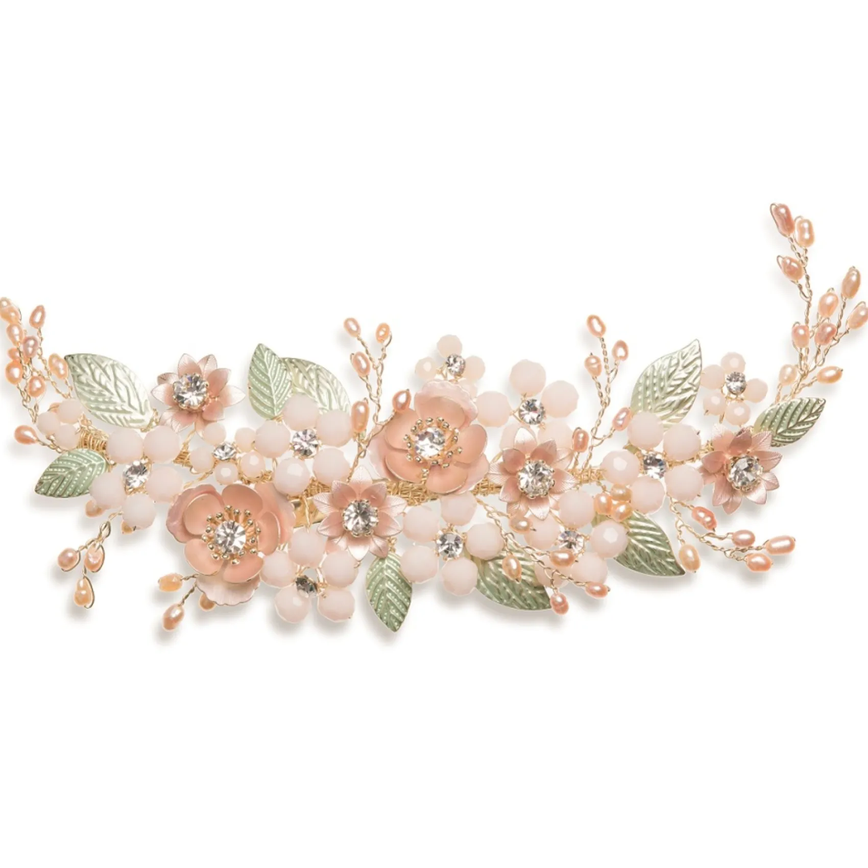 Ivory & Co Pearl Hair Accessories | Rose Gold Hair Accessories*Ivory and Co Botanica Champagne Gold and Blush Flowers Headpiece