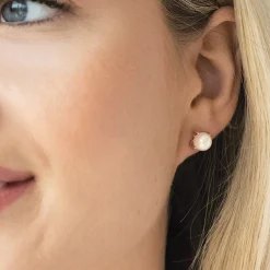 Ivory & Co Pearl Jewellery | Rose Gold Wedding Jewellery*Ivory and Co Cairo Rose Gold Classic Pearl Stud Earrings