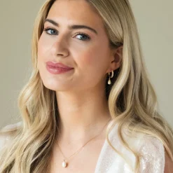 Ivory & Co Pearl Jewellery | Gold Wedding Jewellery*Ivory and Co Canterbury Gold Crystal Hoop Pearl Drop Earrings