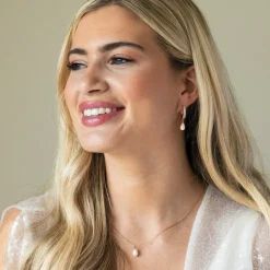 Ivory & Co Pearl Jewellery | Rose Gold Wedding Jewellery*Ivory and Co Canterbury Rose Gold Crystal Hoop Pearl Drop Earrings