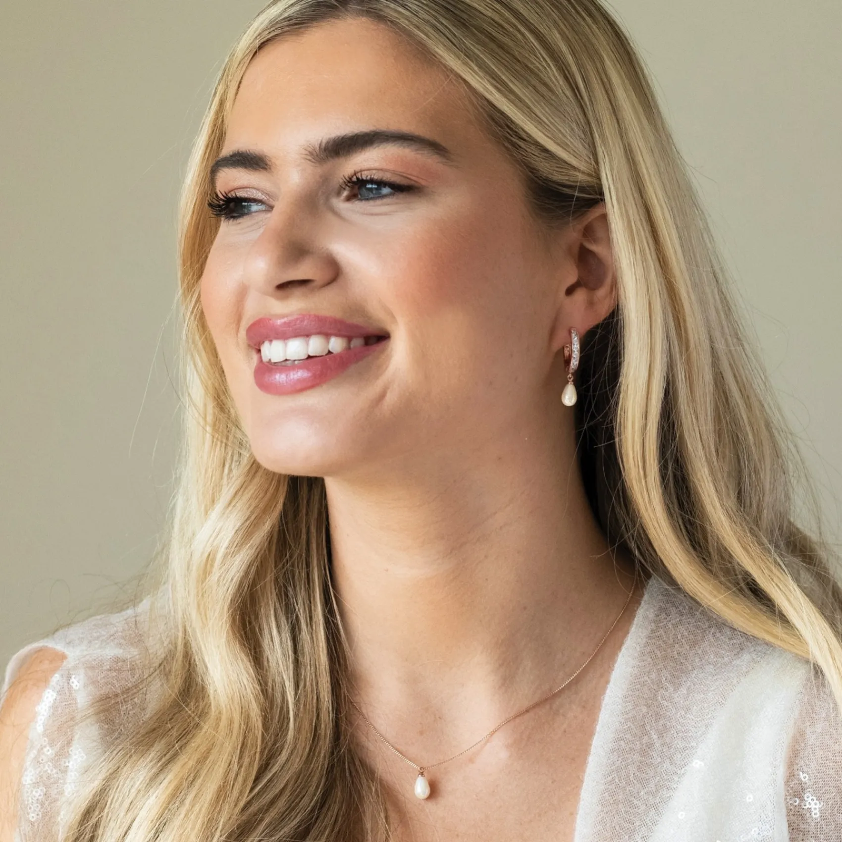 Ivory & Co Pearl Jewellery | Rose Gold Wedding Jewellery*Ivory and Co Canterbury Rose Gold Crystal Hoop Pearl Drop Earrings