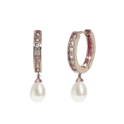 Ivory & Co Pearl Jewellery | Rose Gold Wedding Jewellery*Ivory and Co Canterbury Rose Gold Crystal Hoop Pearl Drop Earrings