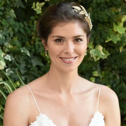 Ivory & Co Gold Hair Accessories | Pearl Hair Accessories*Ivory and Co Cassiopaea Bronze Enamelled Leaves Hair Clip