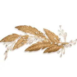 Ivory & Co Gold Hair Accessories | Pearl Hair Accessories*Ivory and Co Cassiopaea Bronze Enamelled Leaves Hair Clip