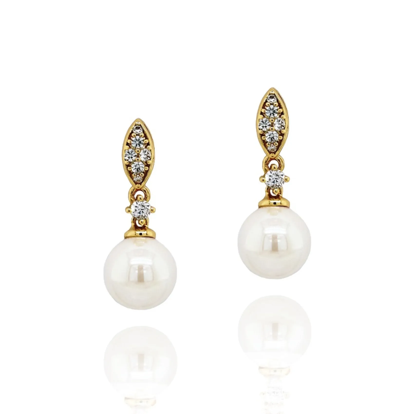 Ivory & Co Pearl Jewellery | Gold Wedding Jewellery*Ivory and Co Dublin Gold Crystal Classic Pearl Drop Earrings