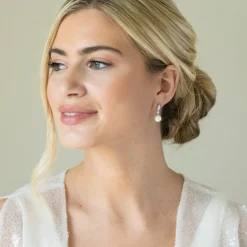 Ivory & Co Pearl Jewellery | Silver Wedding Jewellery*Ivory and Co Dublin Silver Crystal Classic Pearl Drop Earrings