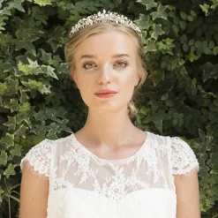 Ivory & Co Silver Hair Accessories | Wedding Tiaras*Ivory and Co Elva Silver Enamelled Leaves and Crystal Tiara