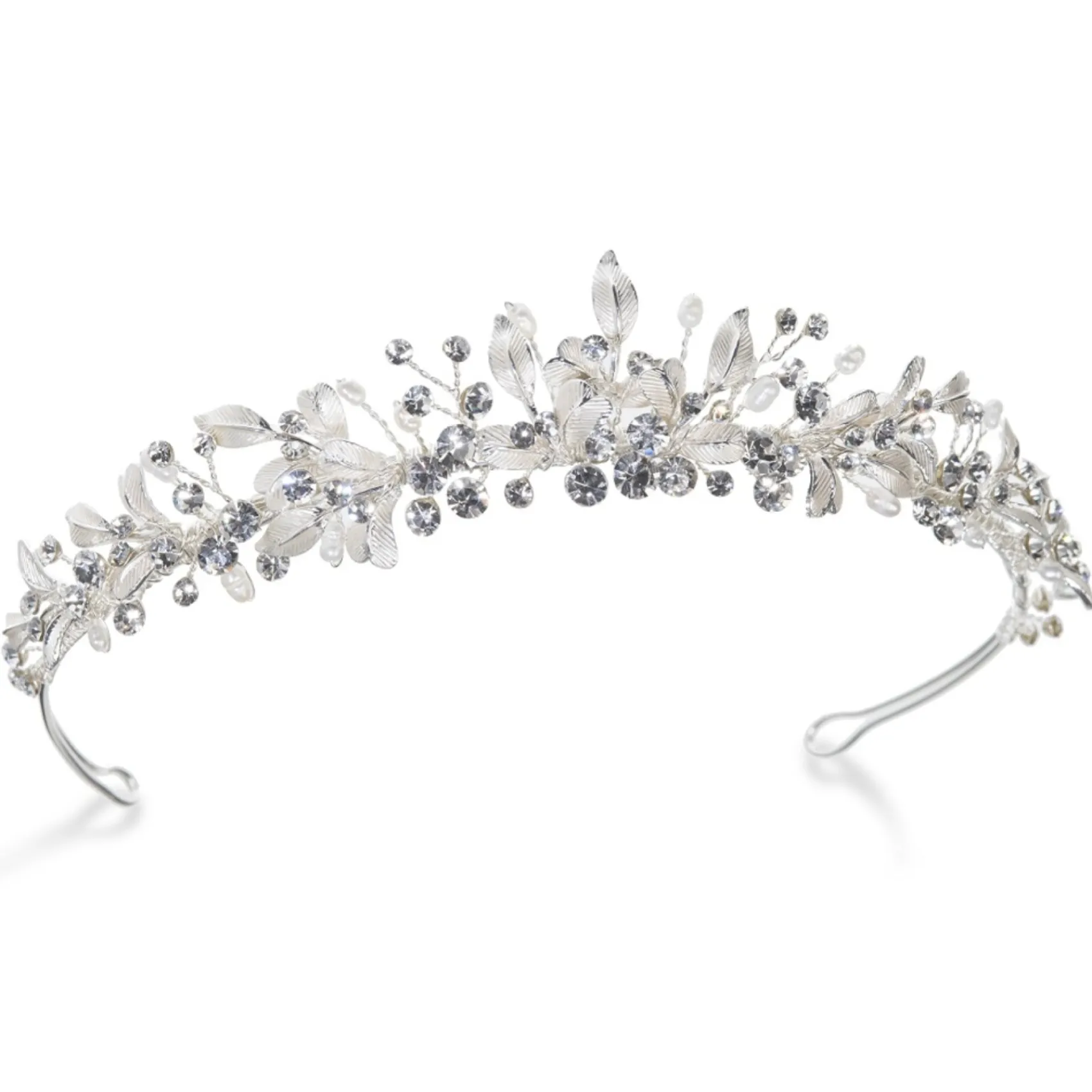Ivory & Co Silver Hair Accessories | Wedding Tiaras*Ivory and Co Elva Silver Enamelled Leaves and Crystal Tiara