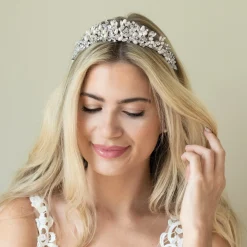 Ivory & Co Pearl Hair Accessories | Silver Hair Accessories*Ivory and Co Embrace Silver Crystal and Freshwater Pearl Tiara Ivory/ Silver