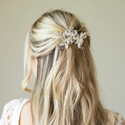 Ivory & Co Pearl Hair Accessories | Silver Hair Accessories*Ivory and Co Fairydust Silver Enamelled Leaves Wedding Hair Clip