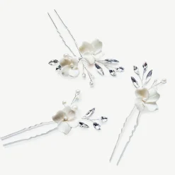 Ivory & Co Prom Hair Clips & Combs | Crystal Hair Accessories*Ivory and Co Floret Silver Crystal and Pearl Flower Hair Pin Set