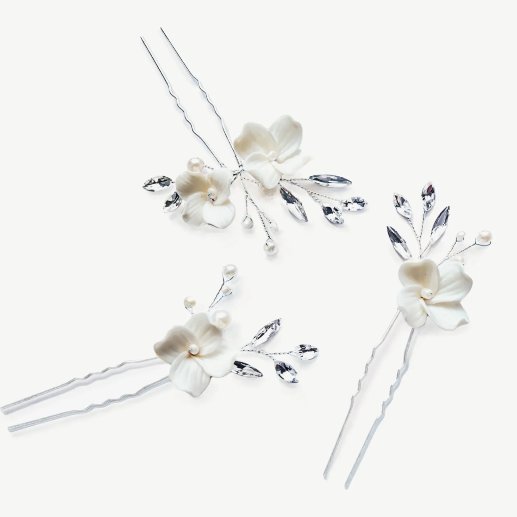 Ivory & Co Prom Hair Clips & Combs | Crystal Hair Accessories*Ivory and Co Floret Silver Crystal and Pearl Flower Hair Pin Set