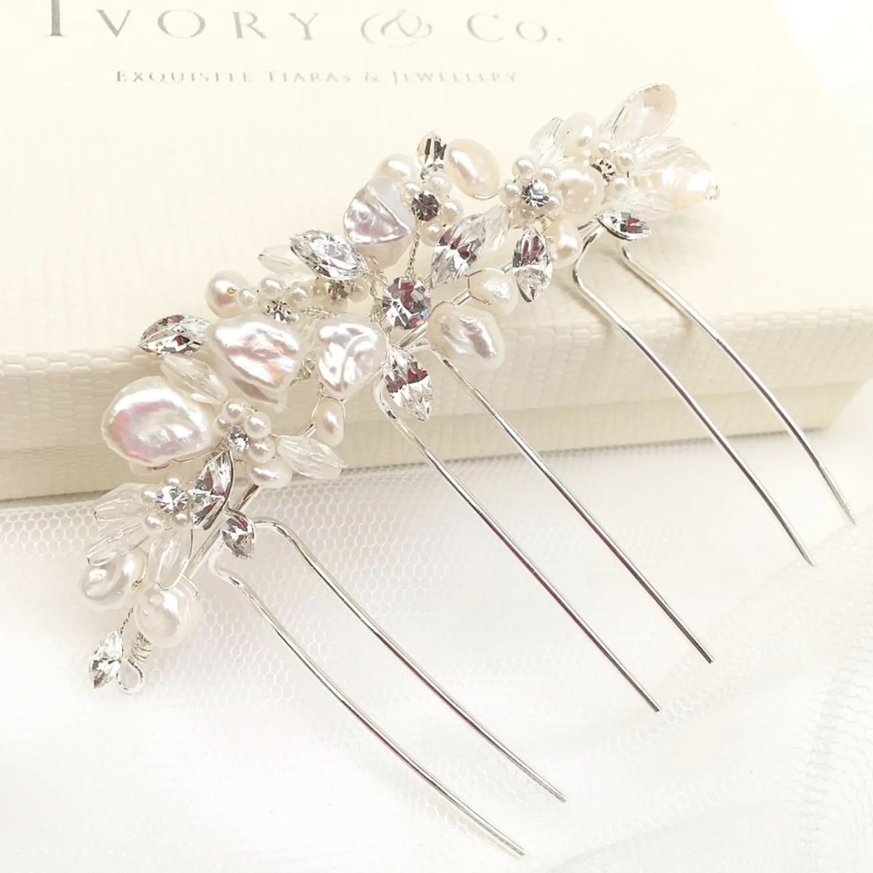 Ivory & Co Pearl Hair Accessories | Silver Hair Accessories*Ivory and Co Freshwater Pearl Bridal Hair Comb