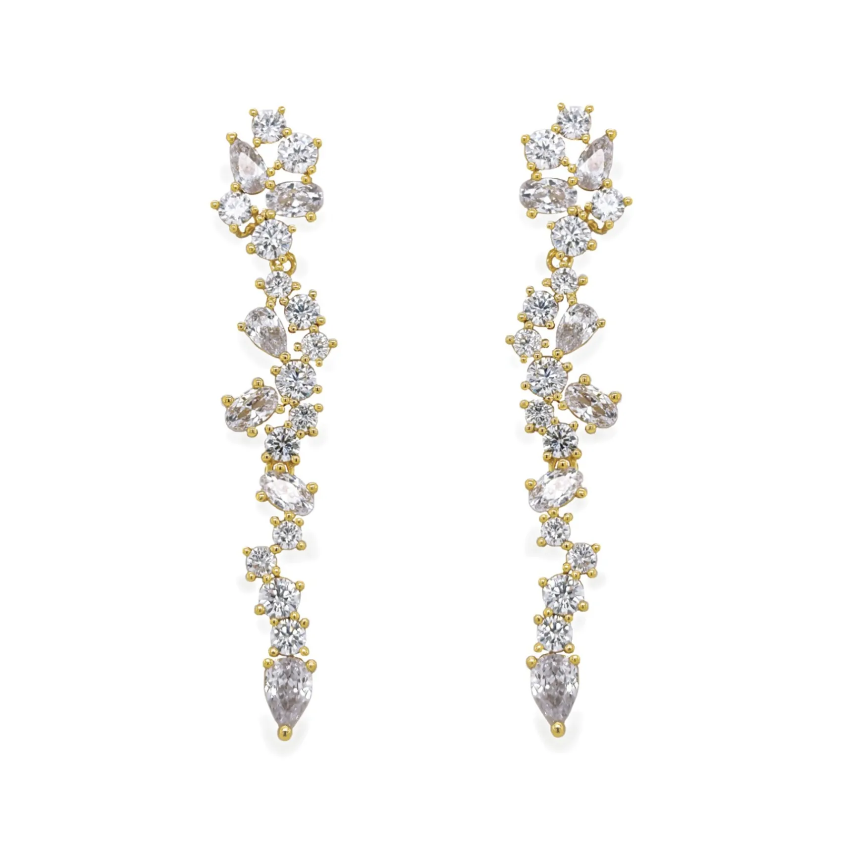 Ivory & Co Gold Prom Jewellery | Prom Earrings*Ivory and Co Islington Gold Crystal Cluster Drop Earrings