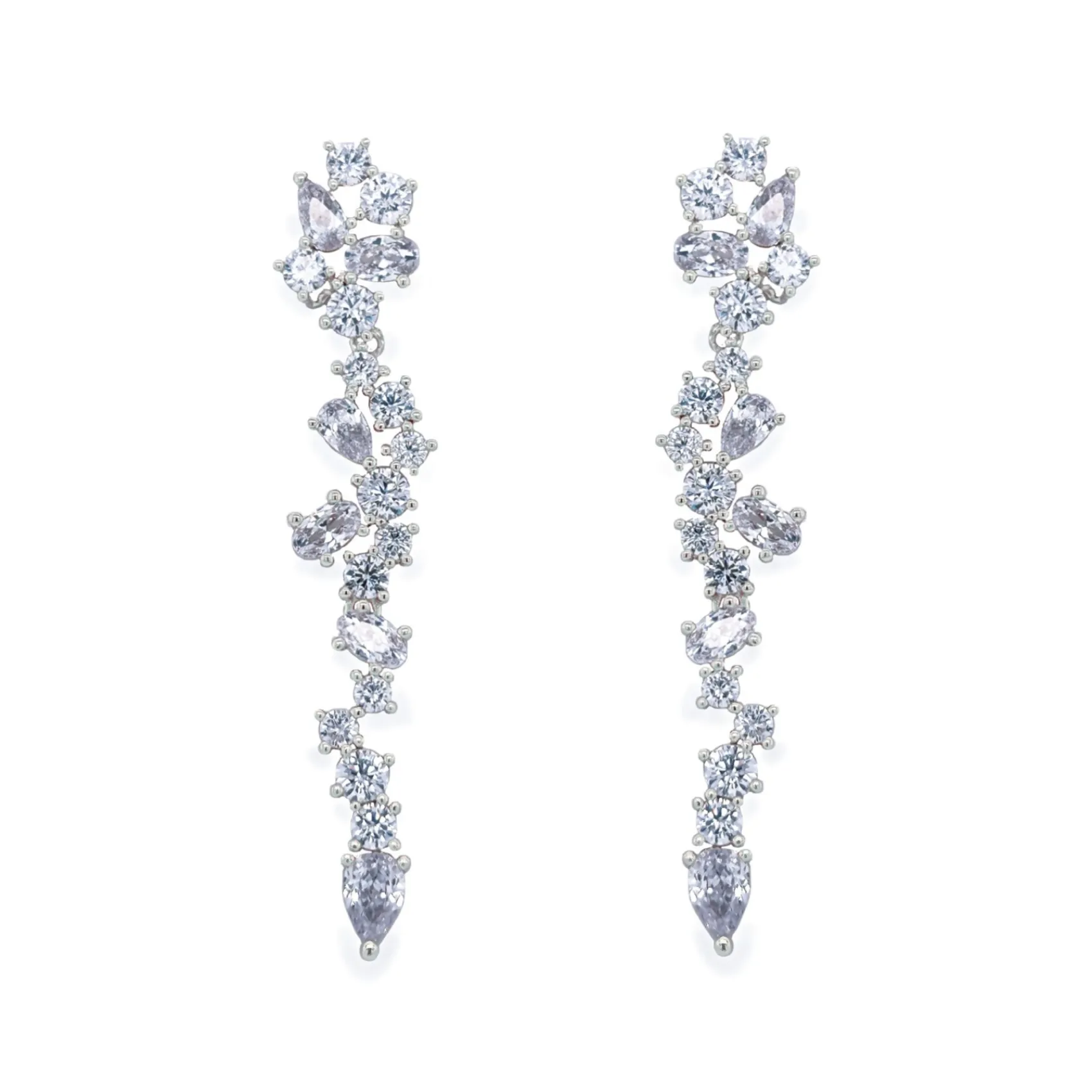 Ivory & Co Silver Prom Jewellery | Prom Earrings*Ivory and Co Islington Silver Crystal Cluster Drop Earrings