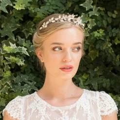 Ivory & Co Rose Gold Hair Accessories | Wedding Side Tiaras*Ivory and Co Liberty Rose Gold Flowers and Leaves Side Headpiece