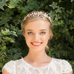 Ivory & Co Rose Gold Hair Accessories | Wedding Side Tiaras*Ivory and Co Liberty Rose Gold Flowers and Leaves Side Headpiece
