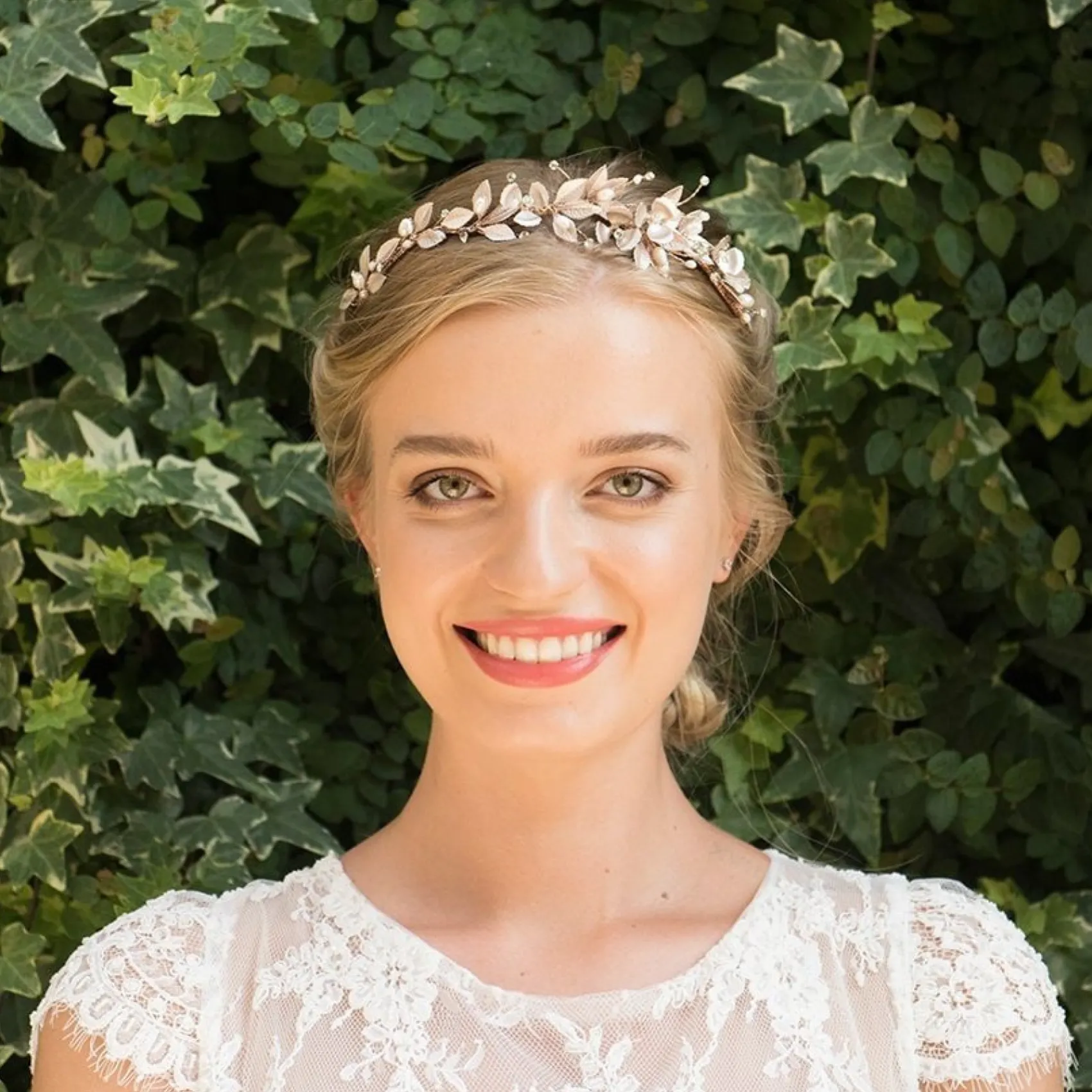 Ivory & Co Rose Gold Hair Accessories | Wedding Side Tiaras*Ivory and Co Liberty Rose Gold Flowers and Leaves Side Headpiece