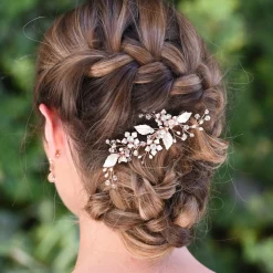 Ivory & Co Bridesmaid Gifts | Crystal Hair Accessories*Ivory and Co Meadowsweet Floral Rose Gold Hair Clip