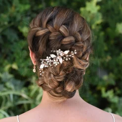 Ivory & Co Bridesmaid Gifts | Crystal Hair Accessories*Ivory and Co Meadowsweet Floral Rose Gold Hair Clip