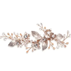 Ivory & Co Bridesmaid Gifts | Crystal Hair Accessories*Ivory and Co Meadowsweet Floral Rose Gold Hair Clip