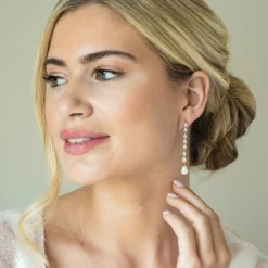 Ivory & Co Pearl Jewellery | Gold Wedding Jewellery*Ivory and Co Melbourne Gold Crystal Long Pearl Drop Earrings