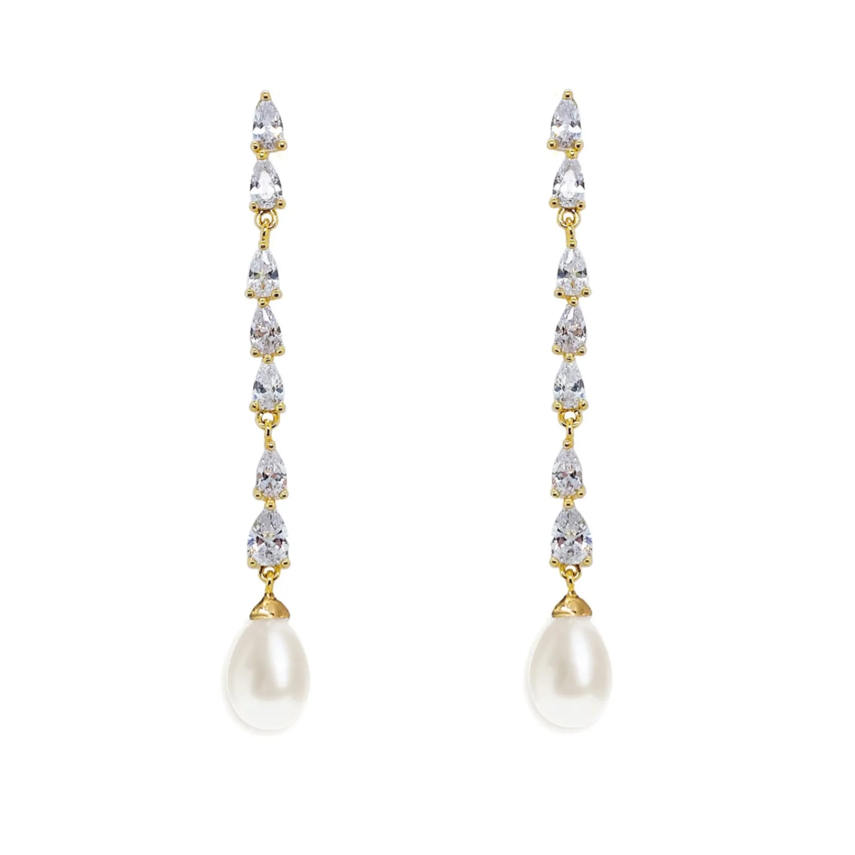 Ivory & Co Pearl Jewellery | Gold Wedding Jewellery*Ivory and Co Melbourne Gold Crystal Long Pearl Drop Earrings
