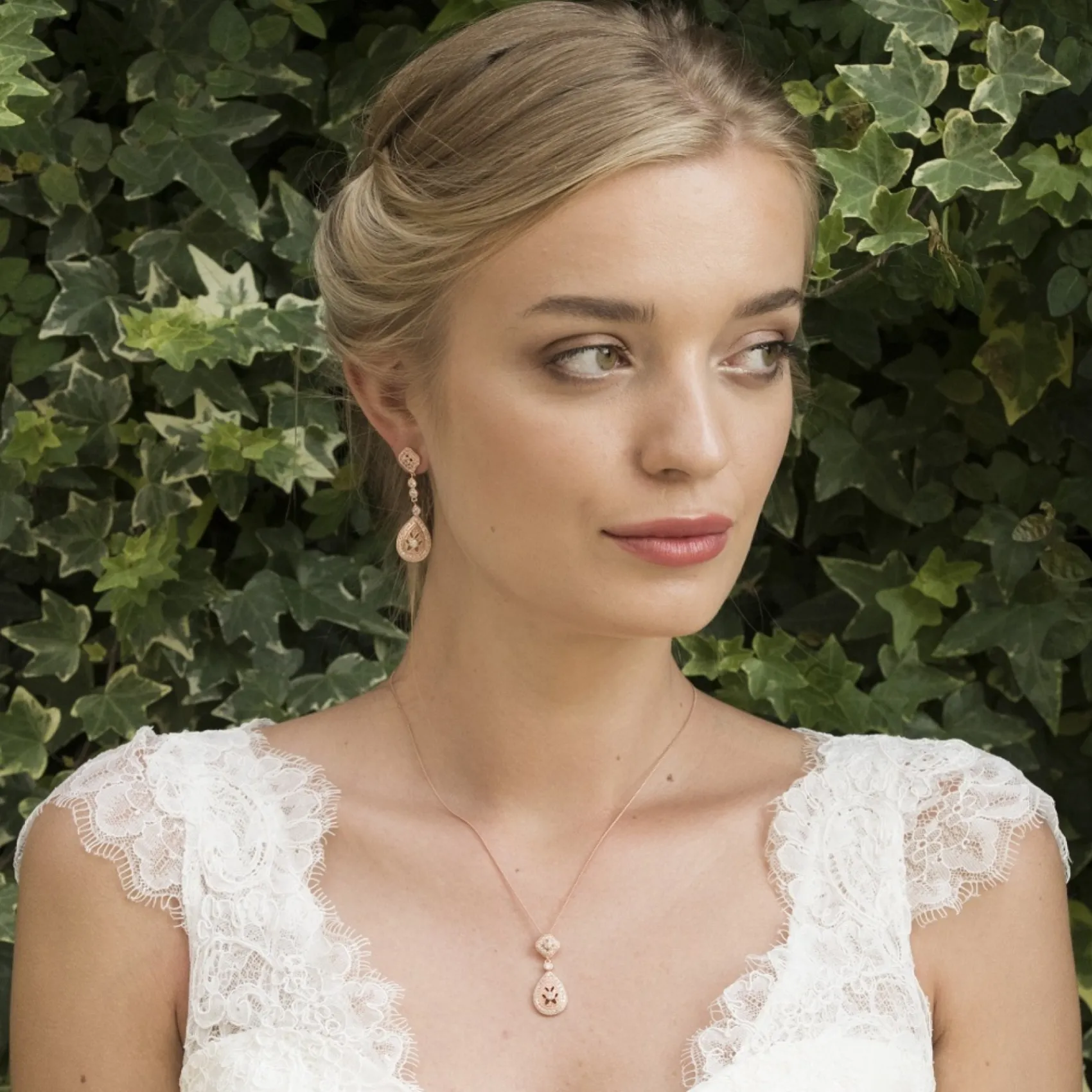 Ivory & Co Bride Gifts | Vintage Jewellery*Ivory and Co Moonstruck Rose Gold Crystal Wedding Earrings