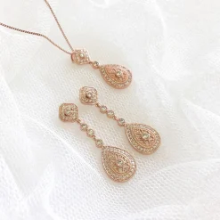 Ivory & Co Bride Gifts | Vintage Jewellery*Ivory and Co Moonstruck Rose Gold Crystal Bridal Jewellery Set