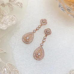 Ivory & Co Bride Gifts | Vintage Jewellery*Ivory and Co Moonstruck Rose Gold Crystal Wedding Earrings