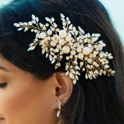 Ivory & Co Pearl Hair Accessories | Gold Hair Accessories*Ivory and Co Ocean Days Gold Statement Pearl and Crystal Hair Comb