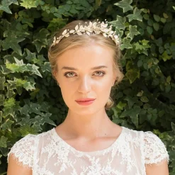 Ivory & Co Gold Hair Accessories | Wedding Side Tiaras*Ivory and Co Olympia Gold Enamelled Flowers and Leaves Side Headpiece