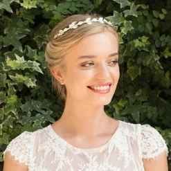 Ivory & Co Pearl Hair Accessories | Silver Hair Accessories*Ivory and Co Pearl Dream Silver Enamelled Leaves Wedding Headband