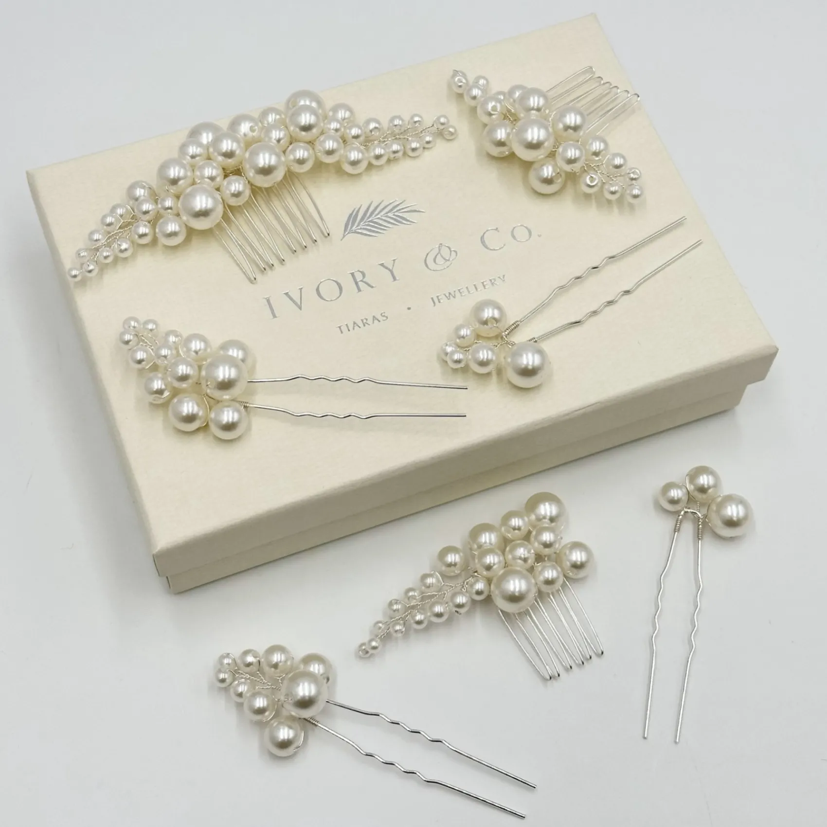 Ivory & Co Pearl Hair Accessories | Silver Hair Accessories*Ivory and Co Pearl Haze Silver Comb and Hair Pin Set