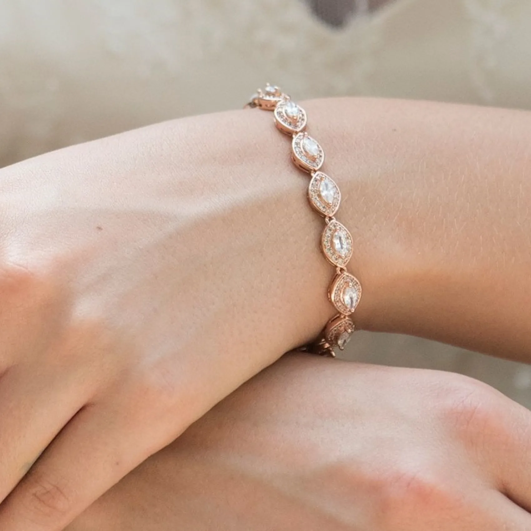 Ivory & Co Bridesmaid Gifts | Bride Gifts*Ivory and Co Promise Cubic Zirconia Wedding Bracelet (Rose Gold)
