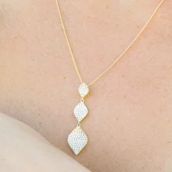 Ivory & Co Gold Prom Jewellery | Prom Necklaces*Ivory and Co Rochelle Gold Crystal Pave Triple Drop Pendant