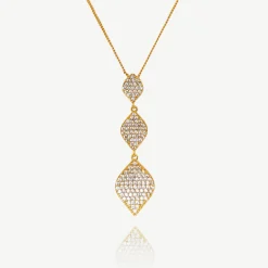 Ivory & Co Gold Prom Jewellery | Prom Necklaces*Ivory and Co Rochelle Gold Crystal Pave Triple Drop Pendant