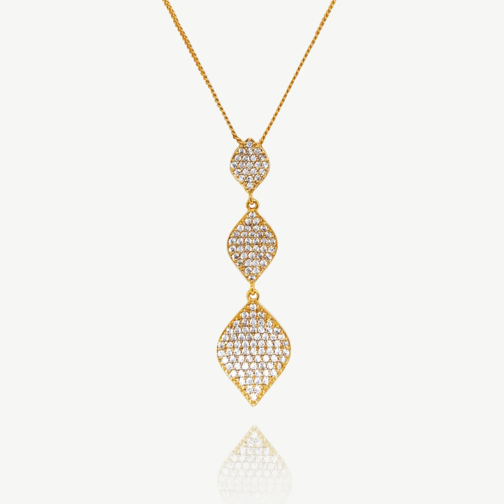 Ivory & Co Gold Prom Jewellery | Prom Necklaces*Ivory and Co Rochelle Gold Crystal Pave Triple Drop Pendant