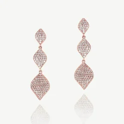 Ivory & Co Prom Earrings | Crystal Jewellery*Ivory and Co Rochelle Rose Gold Crystal Pave Triple Drop Earrings