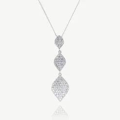 Ivory & Co Silver Prom Jewellery | Prom Necklaces*Ivory and Co Rochelle Silver Crystal Pave Triple Drop Pendant