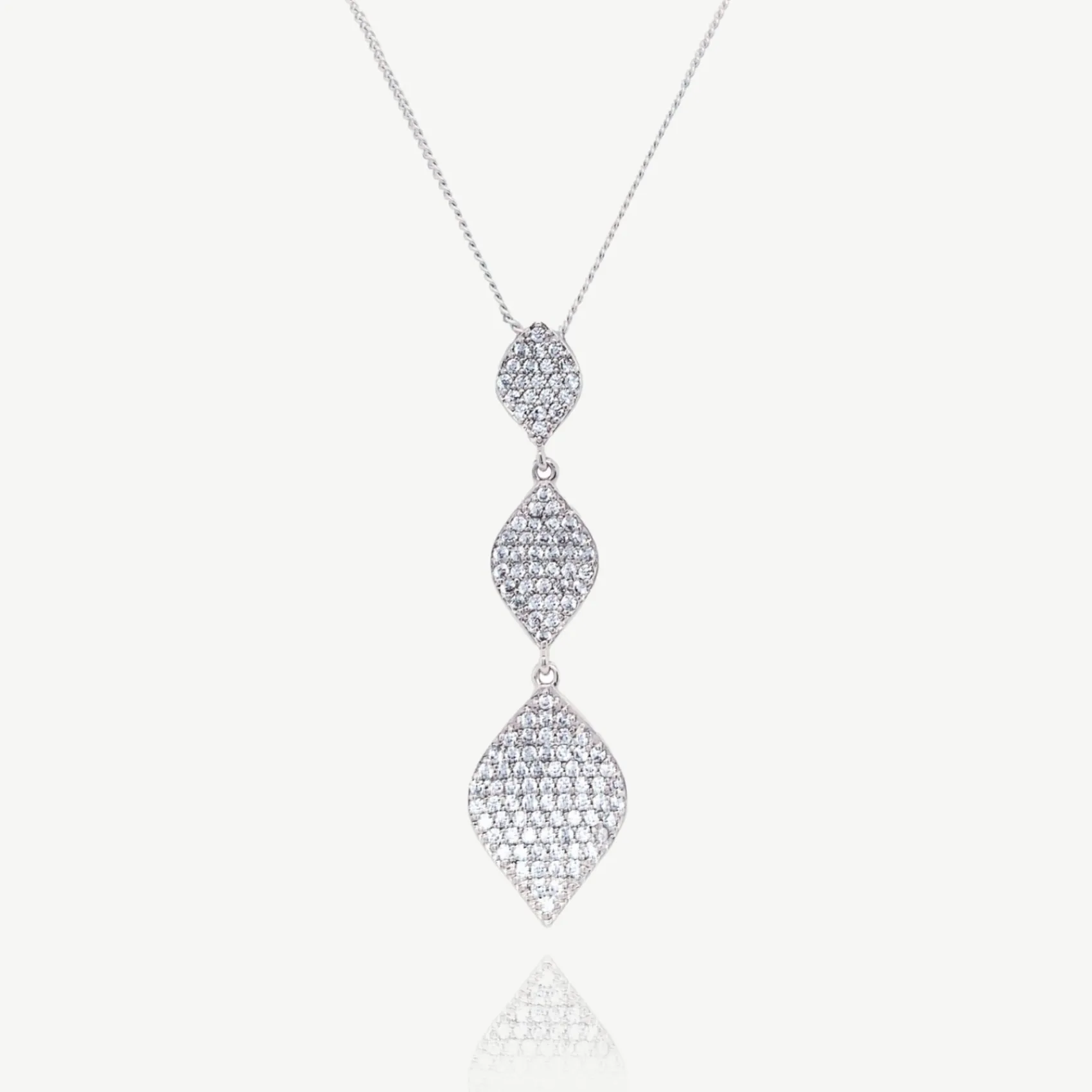 Ivory & Co Silver Prom Jewellery | Prom Necklaces*Ivory and Co Rochelle Silver Crystal Pave Triple Drop Pendant