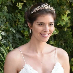 Ivory & Co Pearl Hair Accessories | Rose Gold Hair Accessories*Ivory and Co Rosalynd Rose Gold Flowers and Leaves Bridal Tiara