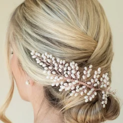Ivory & Co Pearl Hair Accessories | Rose Gold Hair Accessories*Ivory and Co Rose Gold Seaspray Pearl Cluster Bridal Hair Comb