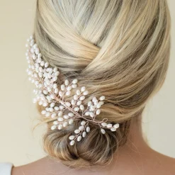 Ivory & Co Pearl Hair Accessories | Rose Gold Hair Accessories*Ivory and Co Rose Gold Seaspray Pearl Cluster Bridal Hair Comb