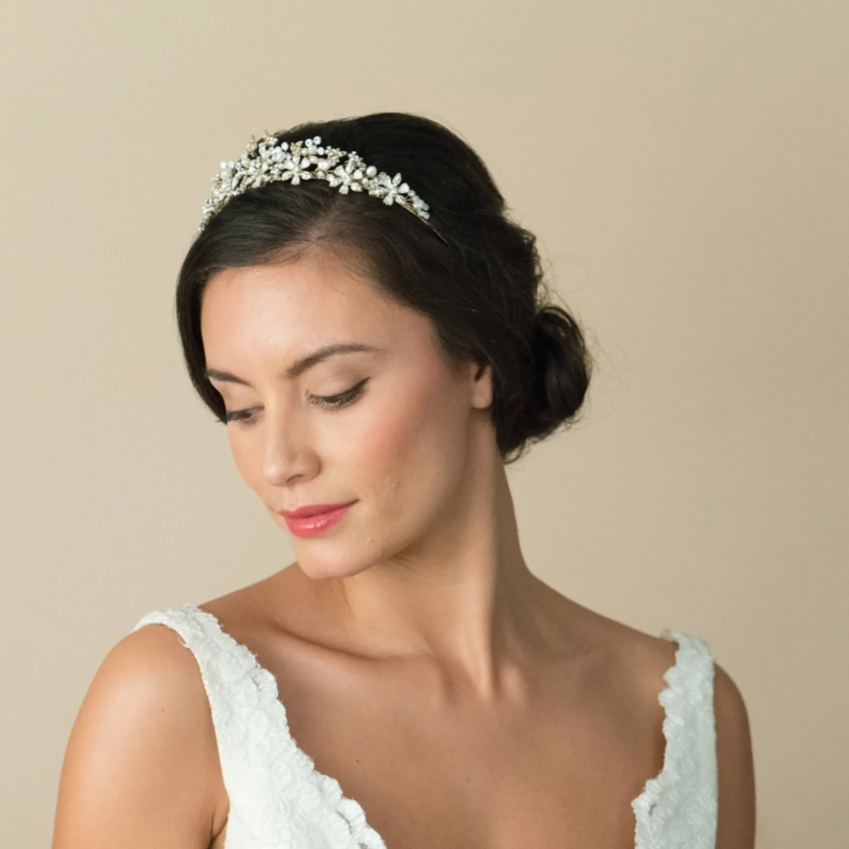 Ivory & Co Pearl Hair Accessories | Gold Hair Accessories*Ivory and Co Seville Golden Flowers and Leaves Bridal Tiara