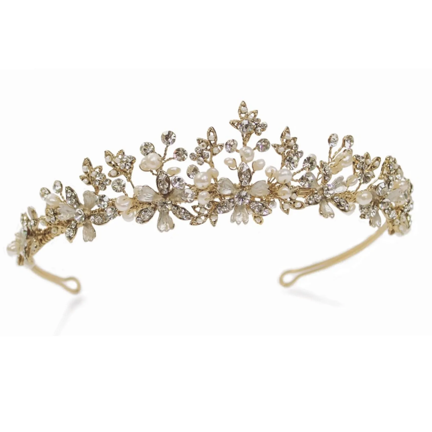 Ivory & Co Pearl Hair Accessories | Gold Hair Accessories*Ivory and Co Seville Golden Flowers and Leaves Bridal Tiara