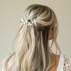 Ivory & Co Pearl Hair Accessories | Silver Hair Accessories*Ivory and Co Silver Bloom Crystal and Pearl Floral Crescent Hair Clip